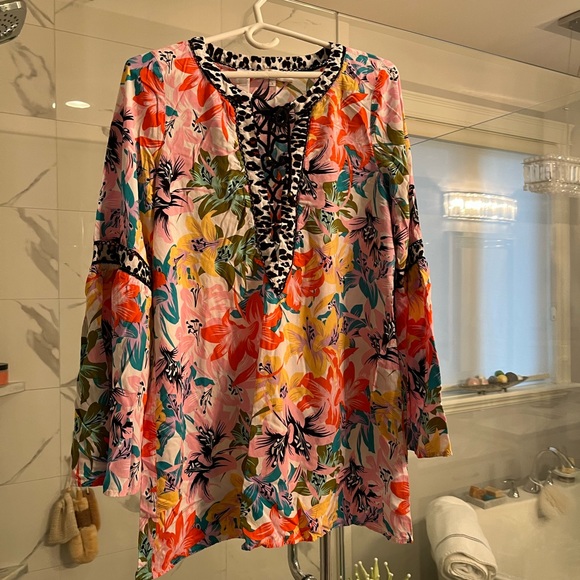 Nanette Lepore swim cover up or top size large bo ho hippy style festive cute - Picture 8 of 13